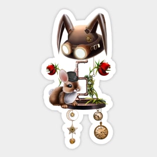 Steampunk, cute little bunny with hat Sticker